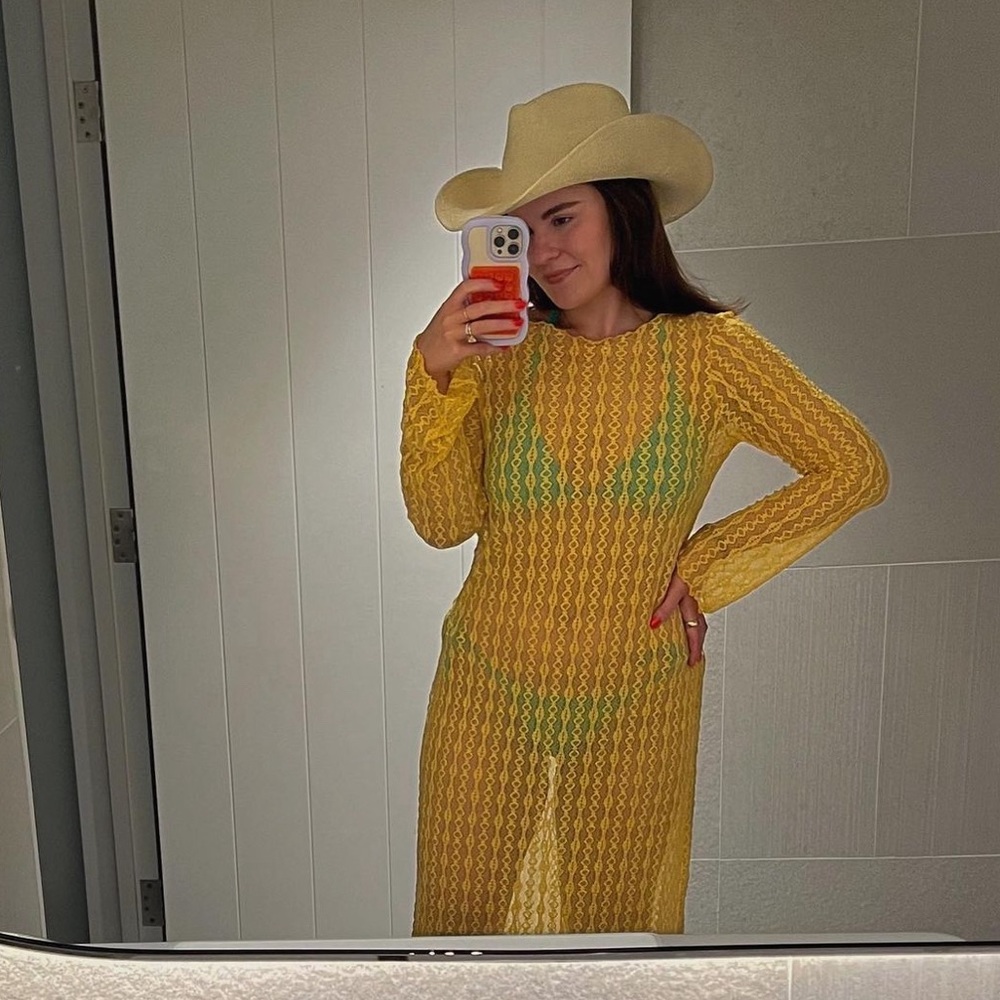 H&M sheer yellow dress